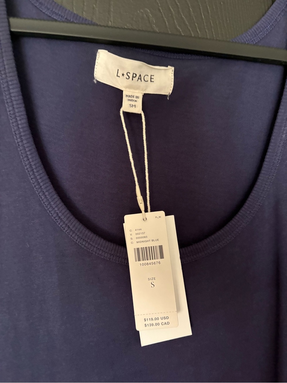 Anthropologie L*Space Midnight Blue Scoop Neck Tank